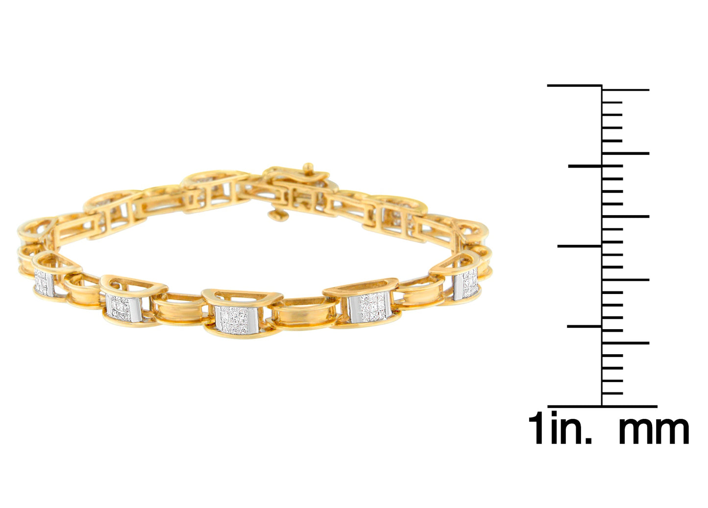 14K Yellow Gold Princess Cut Diamond Chain Link Bracelet (1.00 cttw, H-I Color, SI1-SI2 Clarity)-3