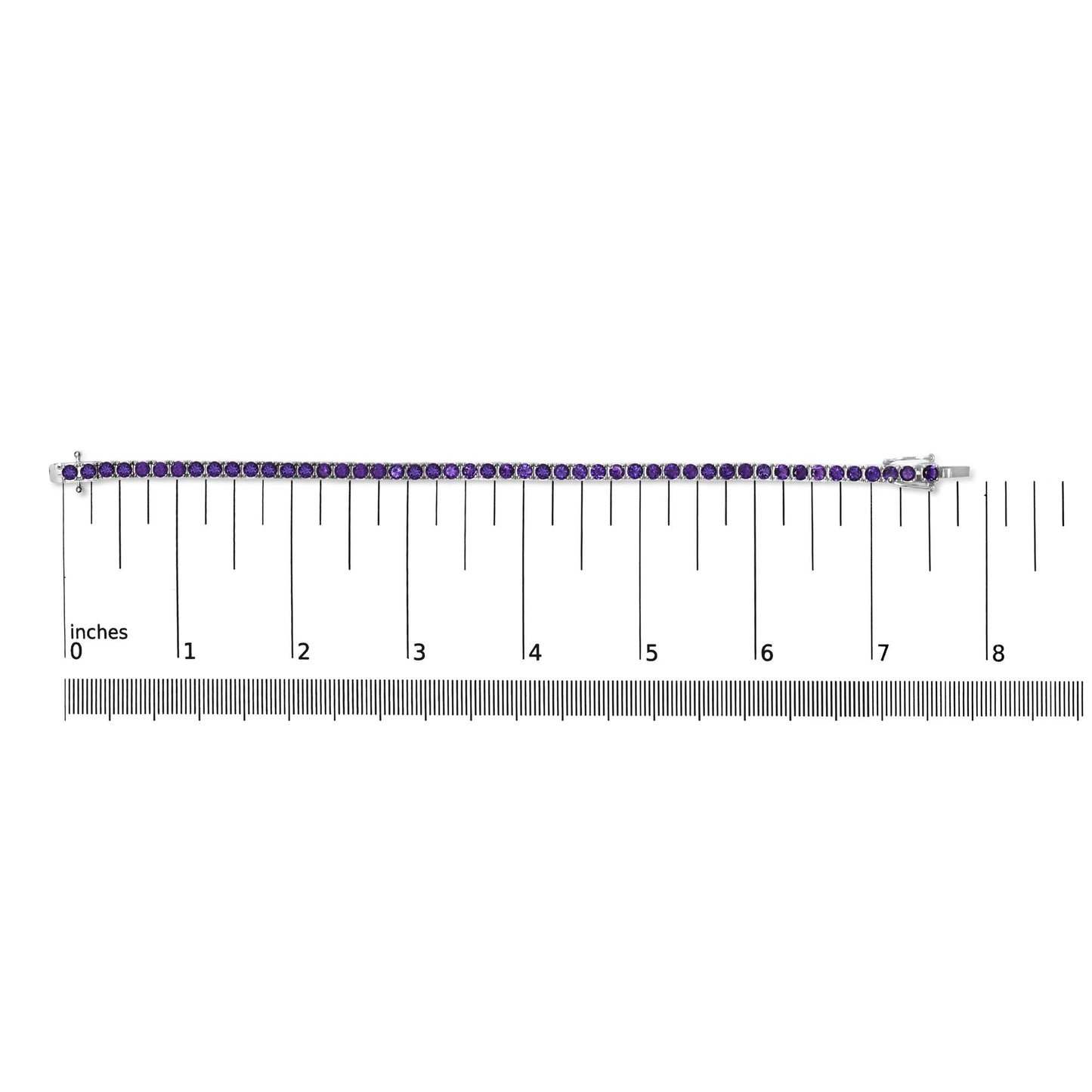 .925 Sterling Silver 7 3/8 Ctw Created Purple Amethyst Tennis Bracelet -7.25" Inches-4