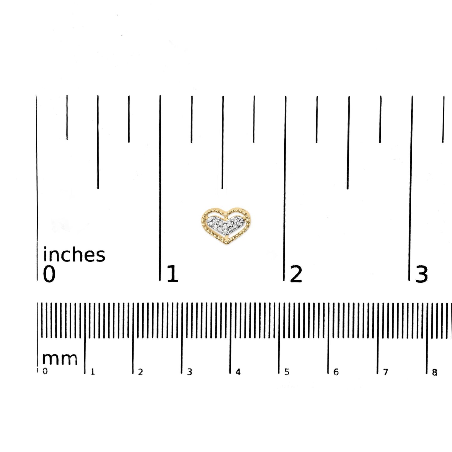 10K Yellow Gold 1/10 Cttw Diamond Heart and Beaded Halo Stud Earrings (I-J Color, I1-I2 Clarity)-4