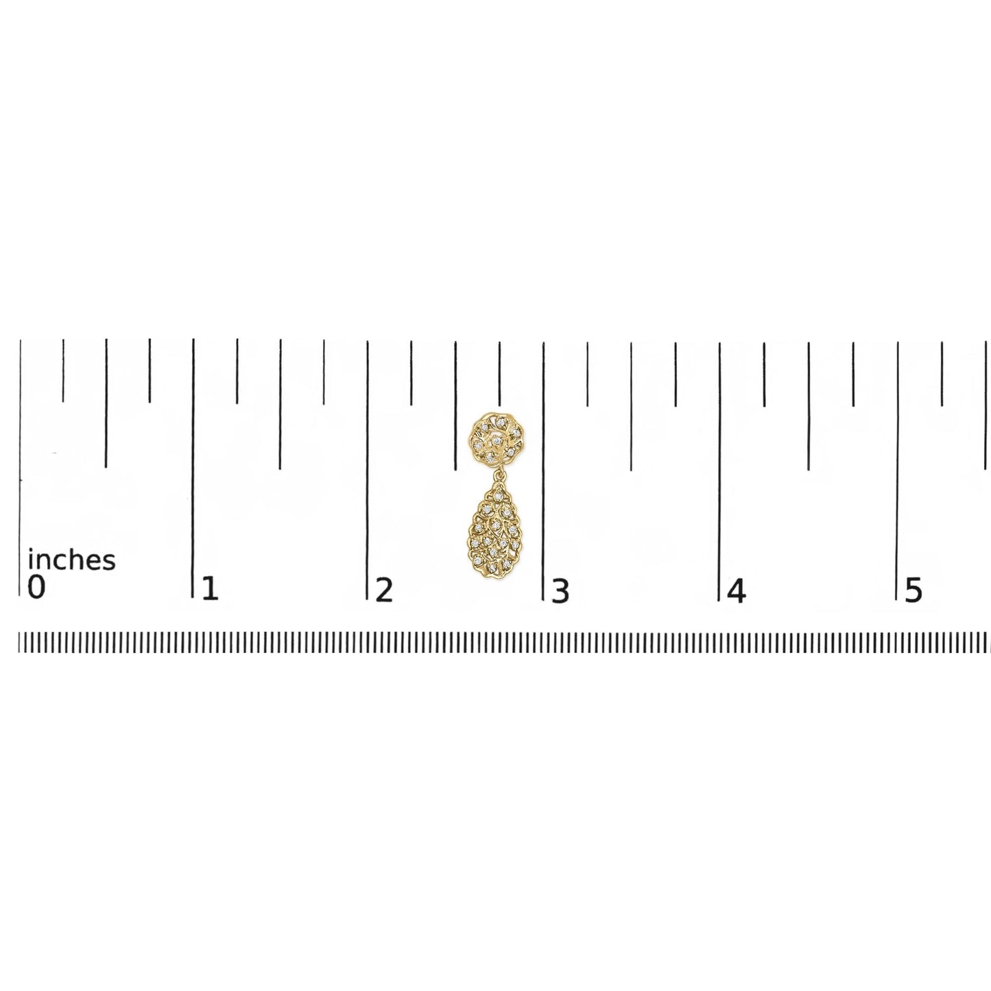 14K Yellow Gold Plated Sterling Silver 1/5 Cttw Diamond Teardrop Filigree Earrings (H-I Color, I1-I2 Clarity)-4