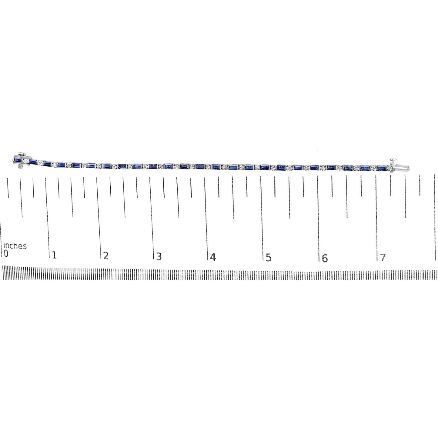 14K White Gold 1 1/10 Cttw Diamond and Blue Sapphire Alternating Link Tennis Bracelet (I-J Color, SI2-I1 Clarity) - 7" Inches-4