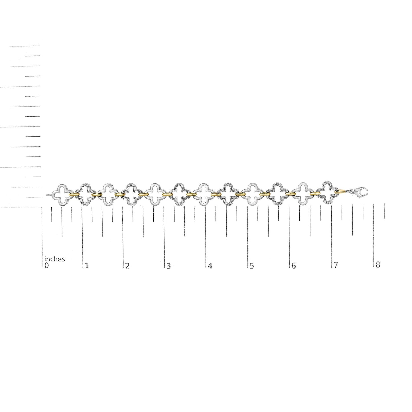 .925 Two-tone Sterling Silver 1/10 Cttw Natural Round Diamond Fashion Tennis Bracelet (I-J Color, I1-I2 Clarity) - 7"-4