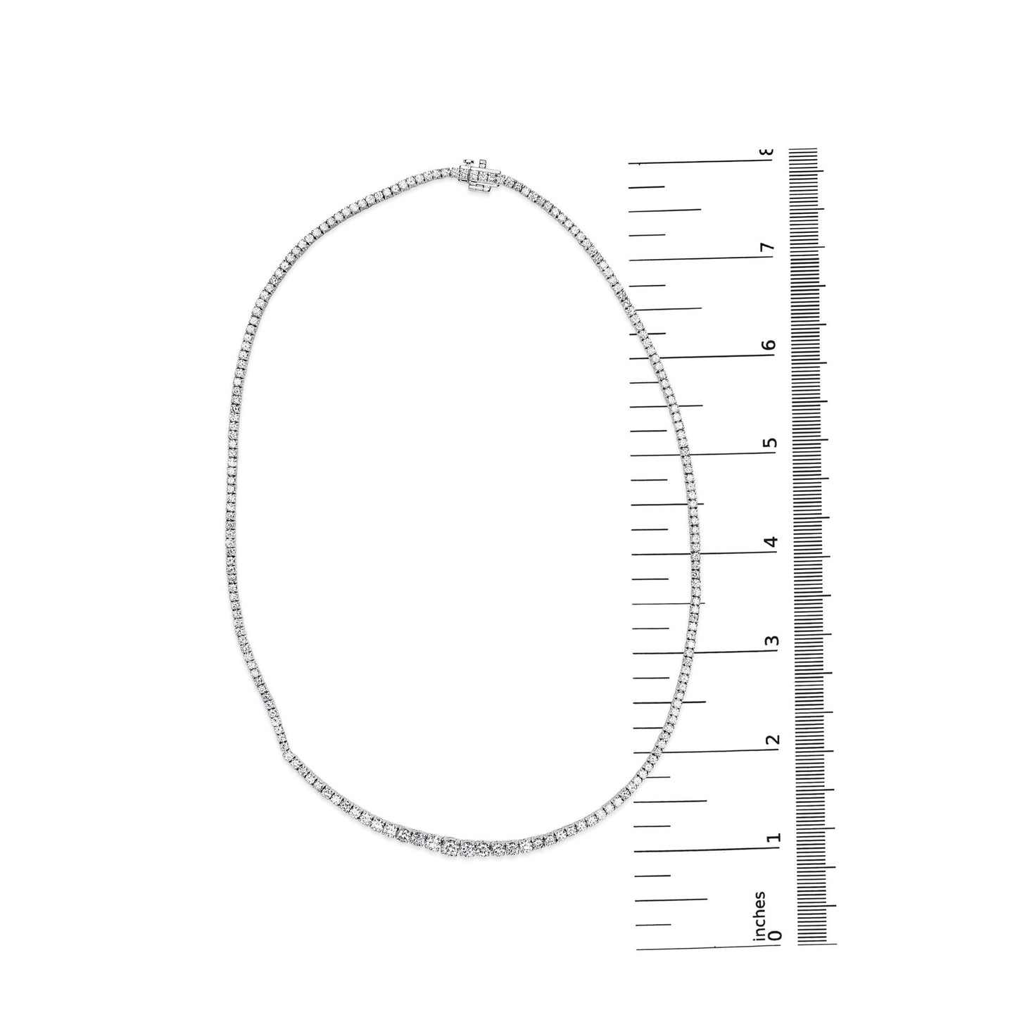 14K White Gold 10.0 Cttw Graduated Lab-Grown Diamond Tennis Necklace (F-G Color, VS2-SI1) - 18" Inches-4