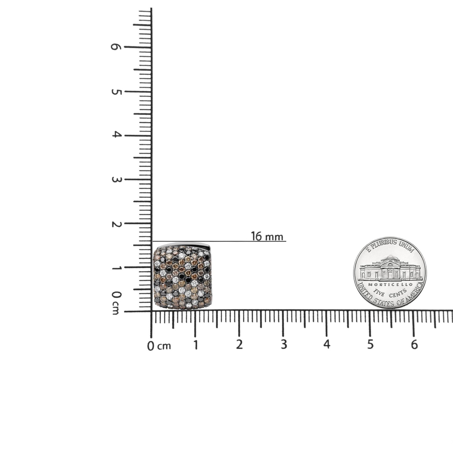 Black Rhodium Plated 18K White Gold 12 5/8 Cttw Multi Color Diamond Square Domed Huggie Hoop Earrings (Brown, Black, G-H Color, SI1-SI2 Clarity)-4