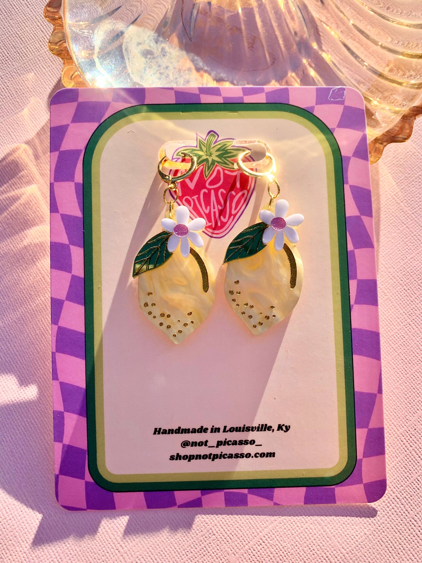 Lemons Acrylic Statement Earrings-1