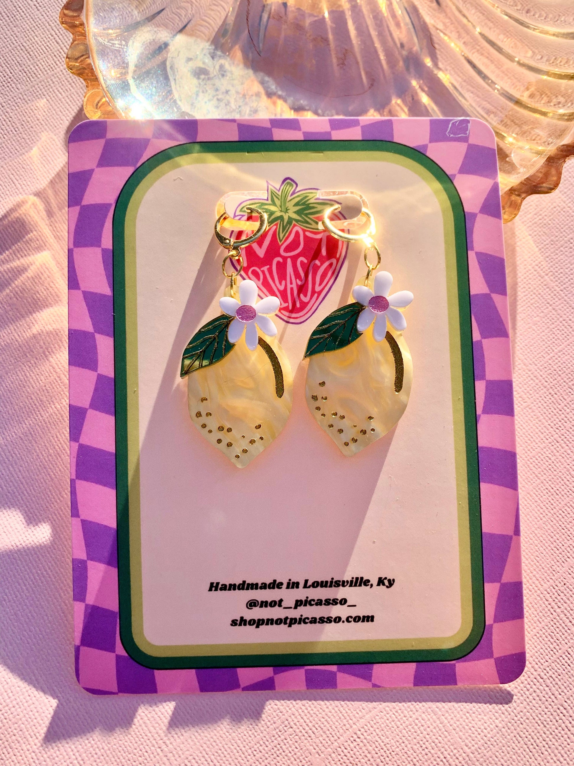 Lemons Acrylic Statement Earrings-1