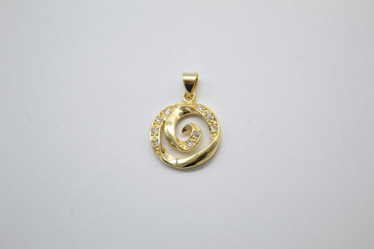 18K Gold Filled Swirl With CZ Cubic Zirconia Stone Pendant-0
