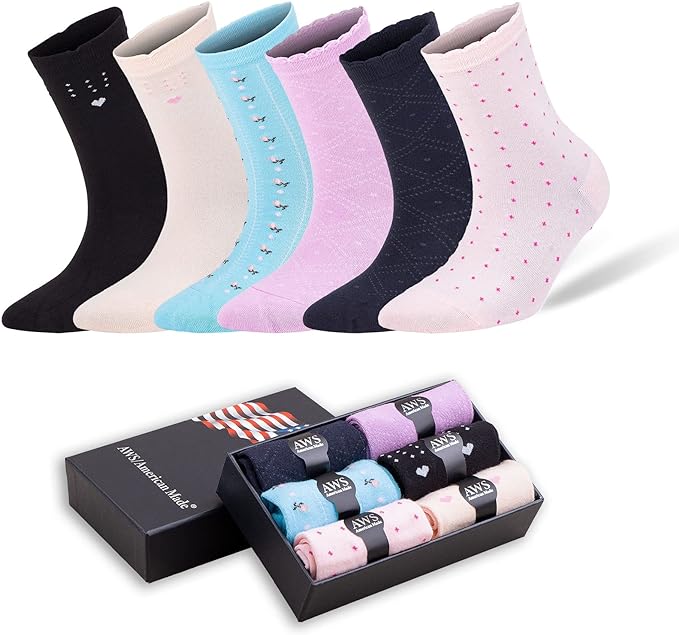 Crew Socks for Women Size 6-9 Seamless Toe 6 Pairs with Gift Box-2