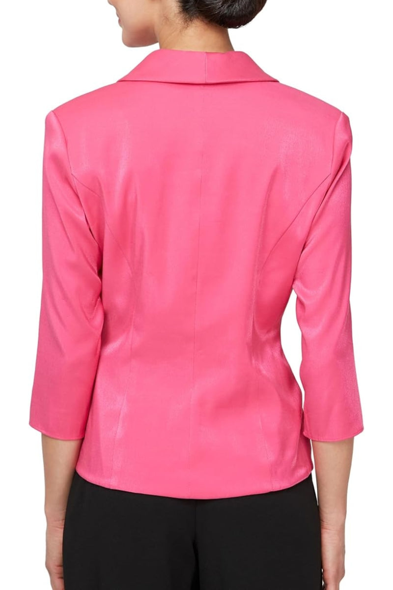 Alex Evenings Surplice Neckline Quarter Sleeves Embellished Side Closure Sheen Blouse Dress-1