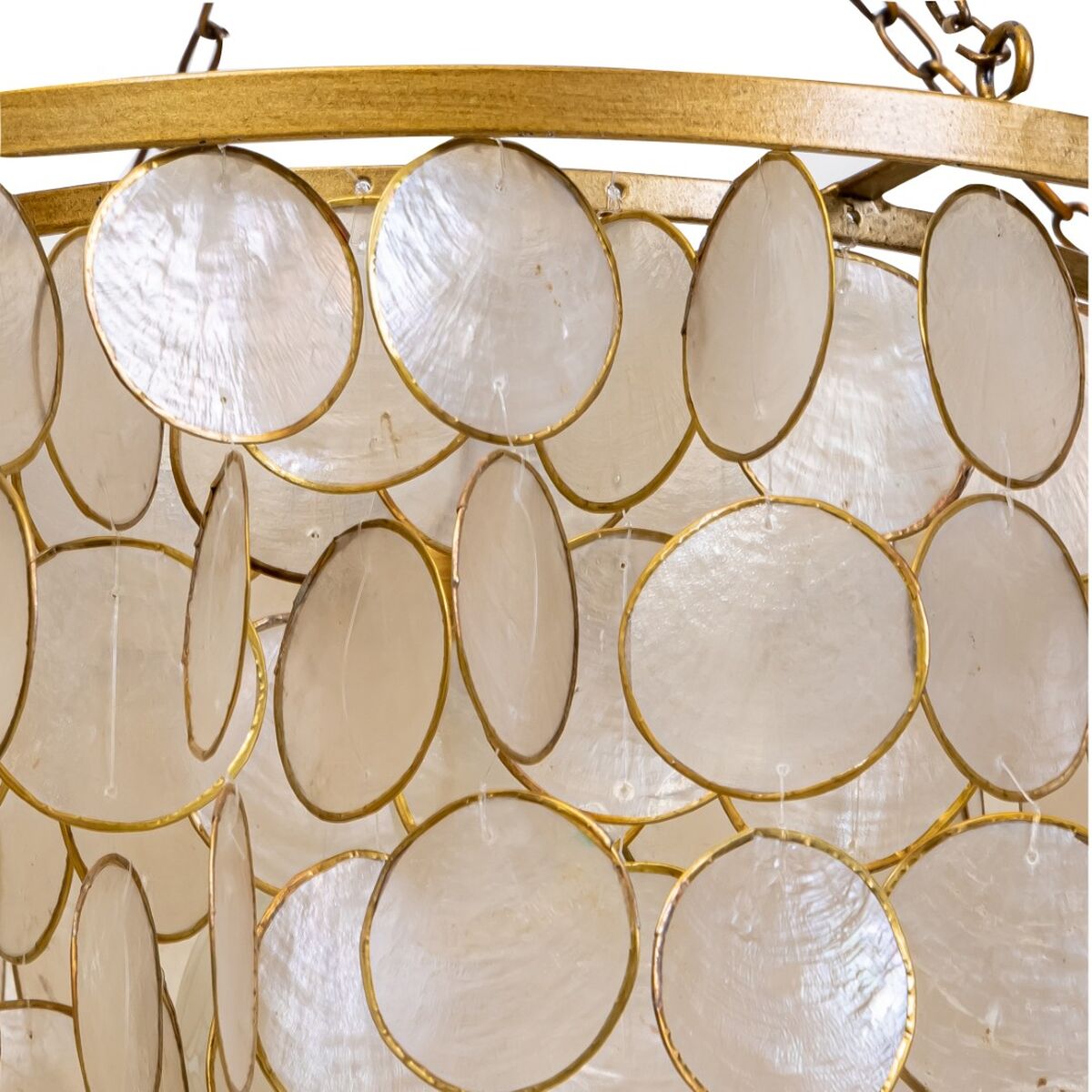 Ceiling Light Home ESPRIT Beige Golden Metal Mother of pearl 50 W 40 x 40 x 48 cm-3