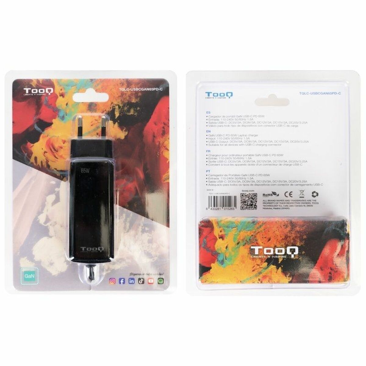 Laptop Charger TooQ TQLC-USBCGAN65PD-C 65 W-1
