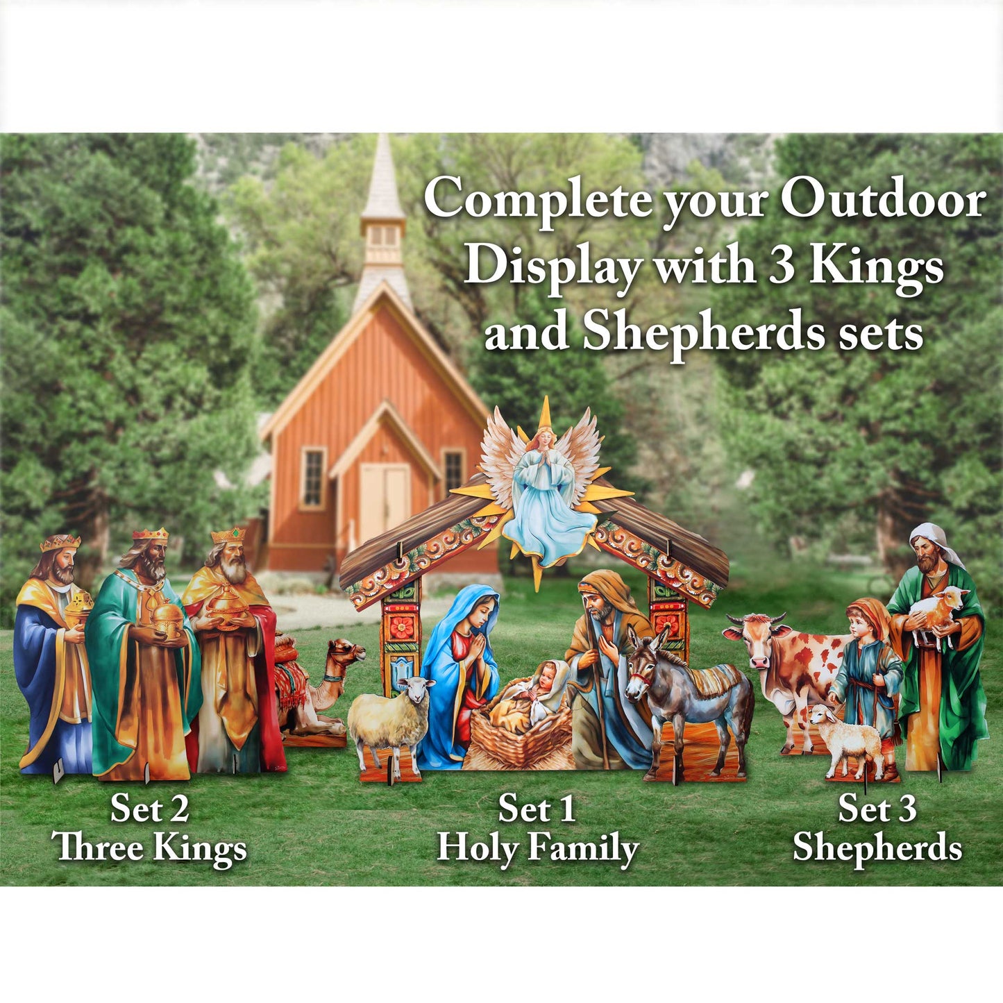 Life-Size Shepherds with Ox Outdoor - 3-Piece Set – Handcrafted Christmas Yard Display by G. DeBrekht - Nativity Holiday Decor - 8621038-3F-S3-XXLG-4