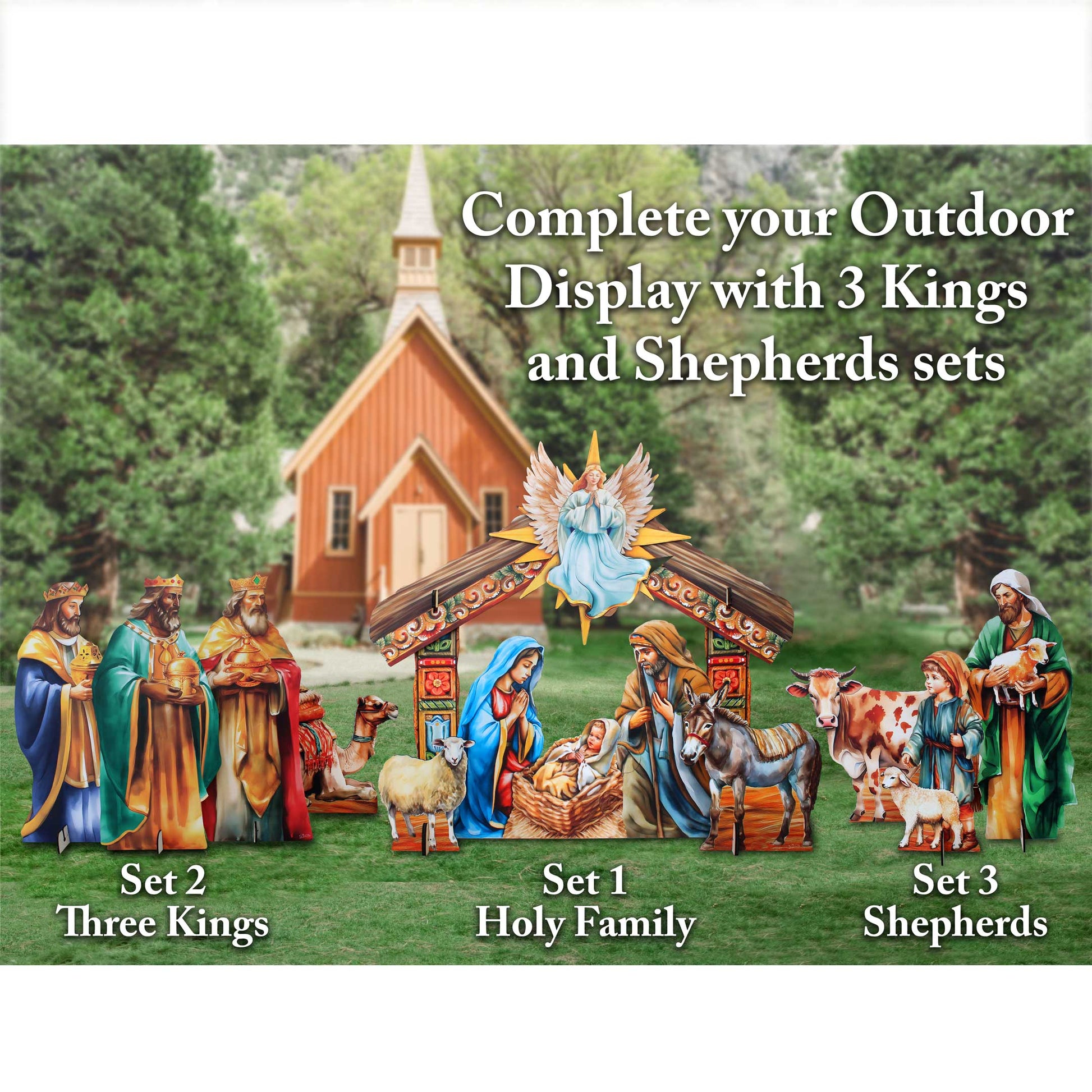 Life-Size Shepherds with Ox Outdoor - 3-Piece Set – Handcrafted Christmas Yard Display by G. DeBrekht - Nativity Holiday Decor - 8621038-3F-S3-XXLG-4