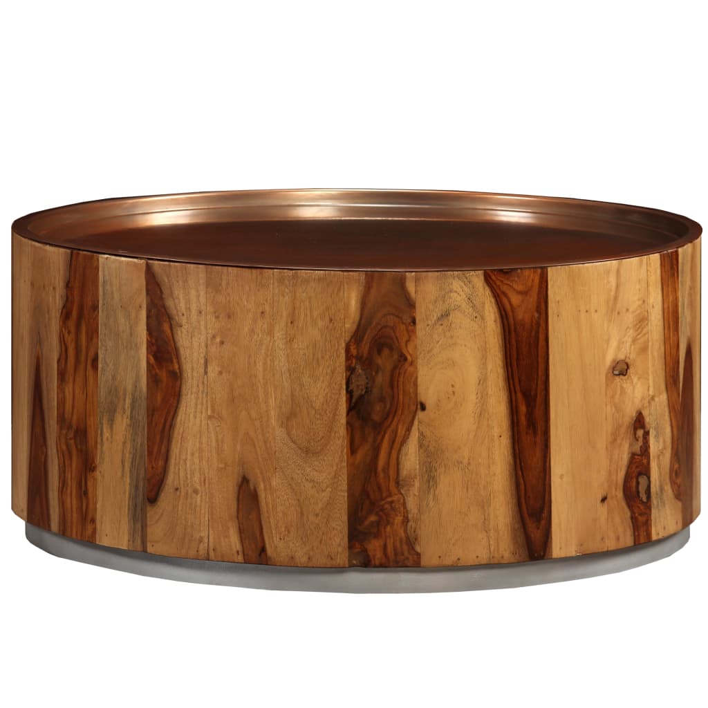 vidaXL Coffee Table Round End Table Accent Sofa Table Solid Wood Reclaimed-1