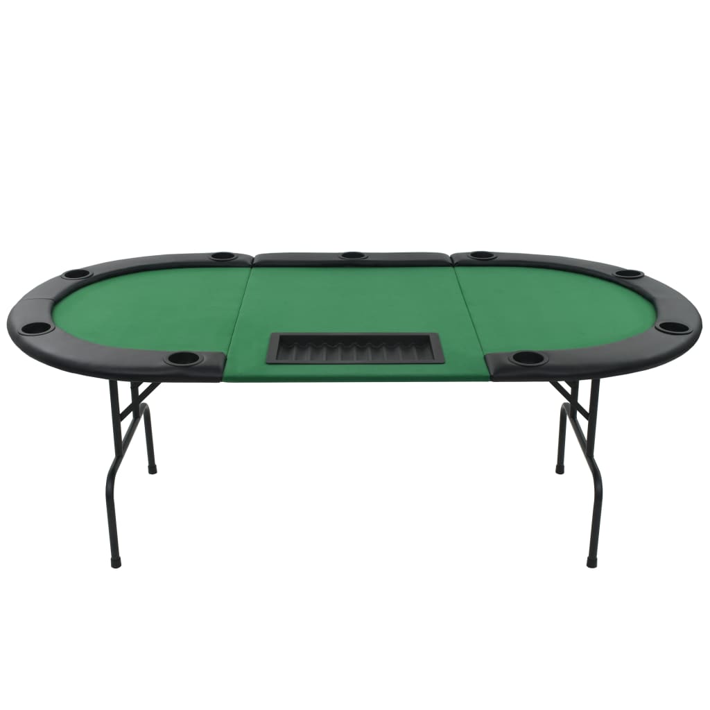 vidaXL 9-Player Folding Poker Table 3 Fold Oval Green-2