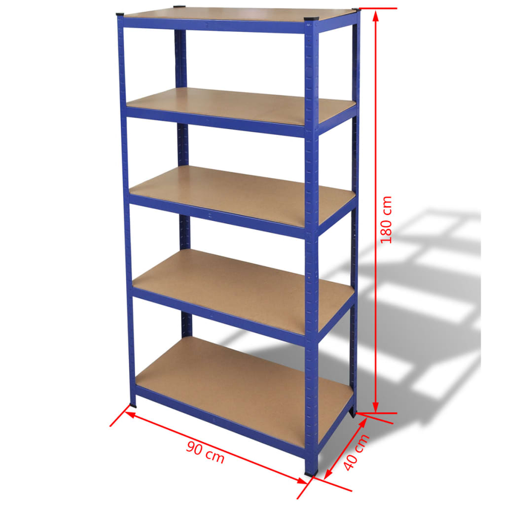 vidaXL Storage Shelf Blue 2pcs-4