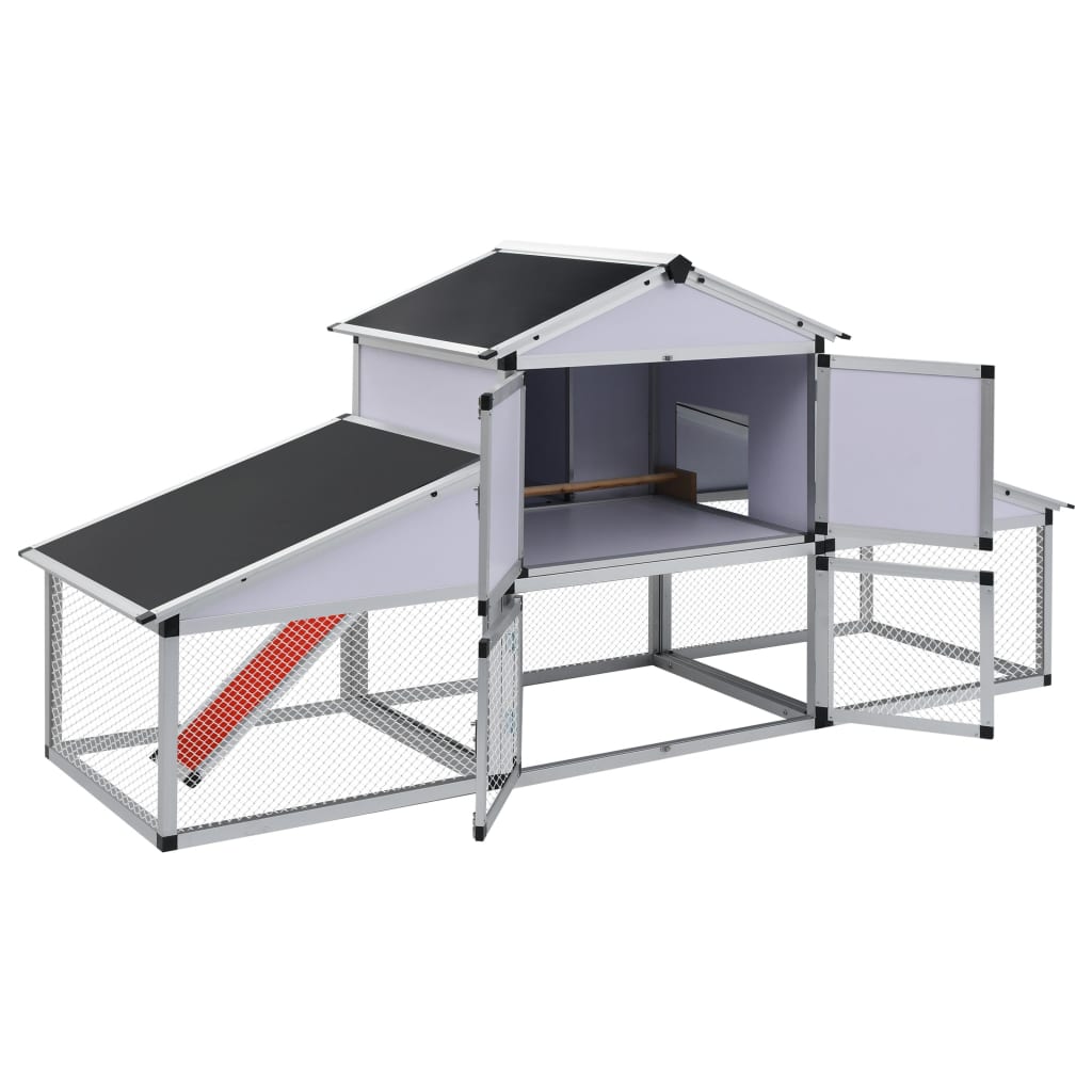 vidaXL Chicken Coop with Runs and Nest Box Aluminum-2