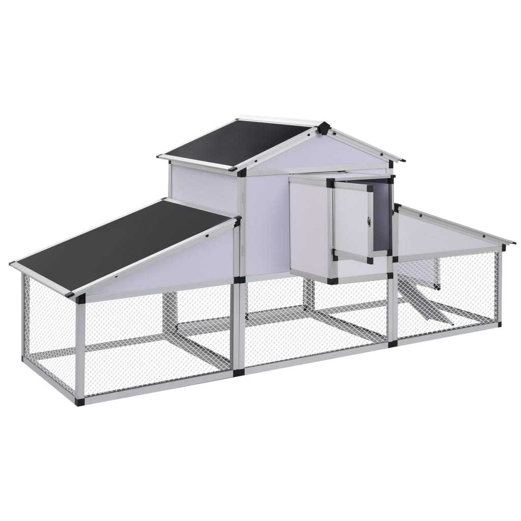 vidaXL Chicken Coop with Runs and Nest Box Aluminum-3