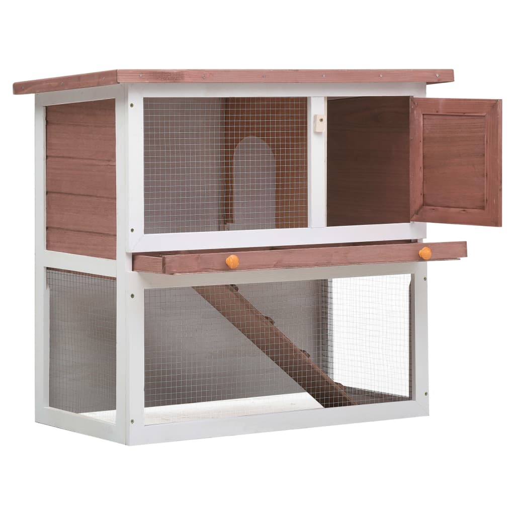 vidaXL Rabbit Hutch Bunny Cage House with Pull Out Tray Ramp Solid Pine Wood-1