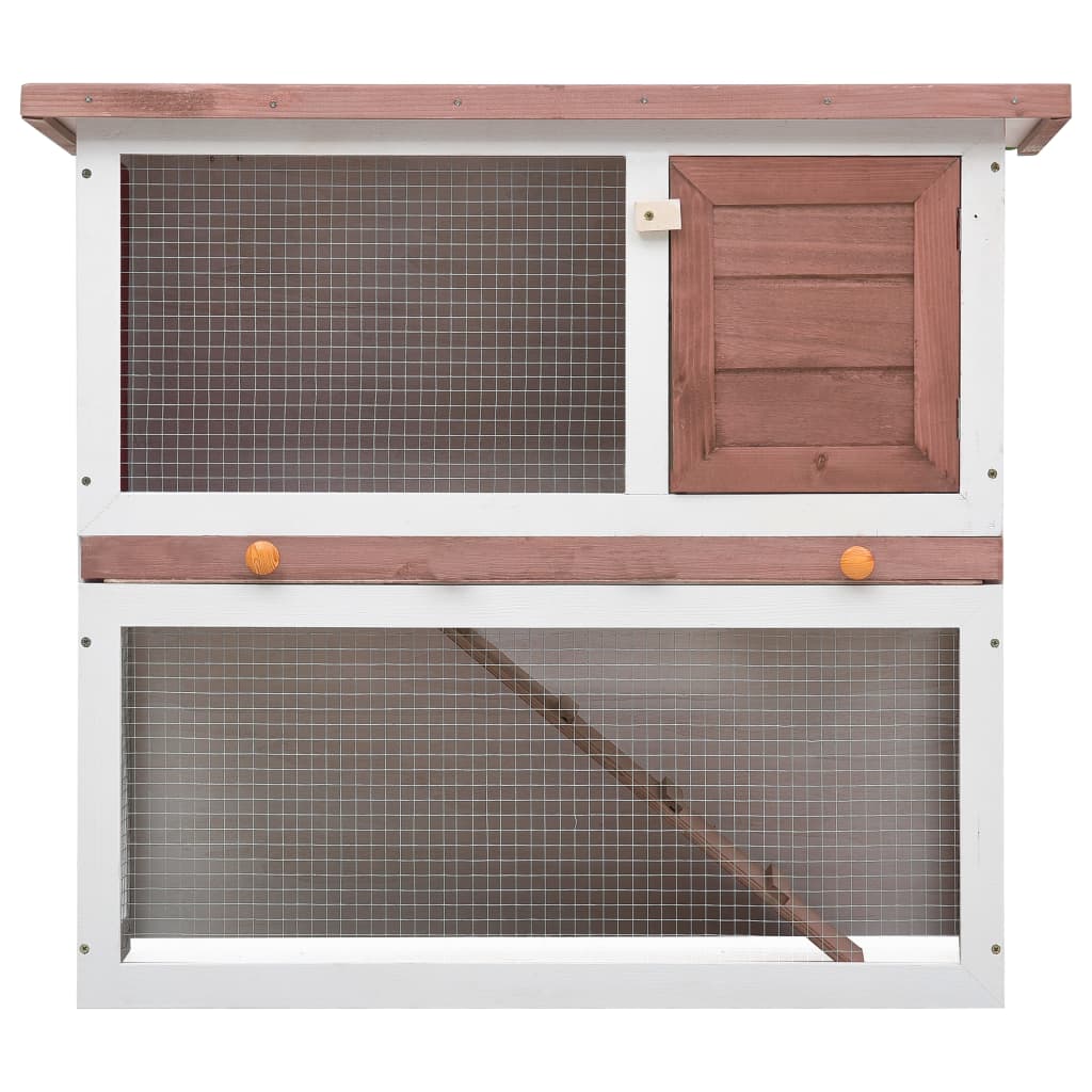 vidaXL Rabbit Hutch Bunny Cage House with Pull Out Tray Ramp Solid Pine Wood-4