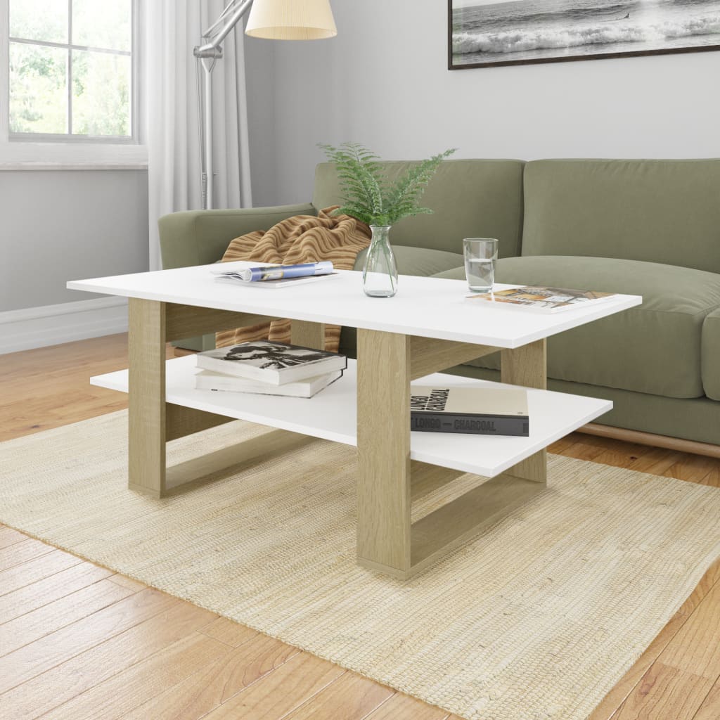 vidaXL Coffee Table Accent End Side Sofa Table with Storage Engineered Wood-11