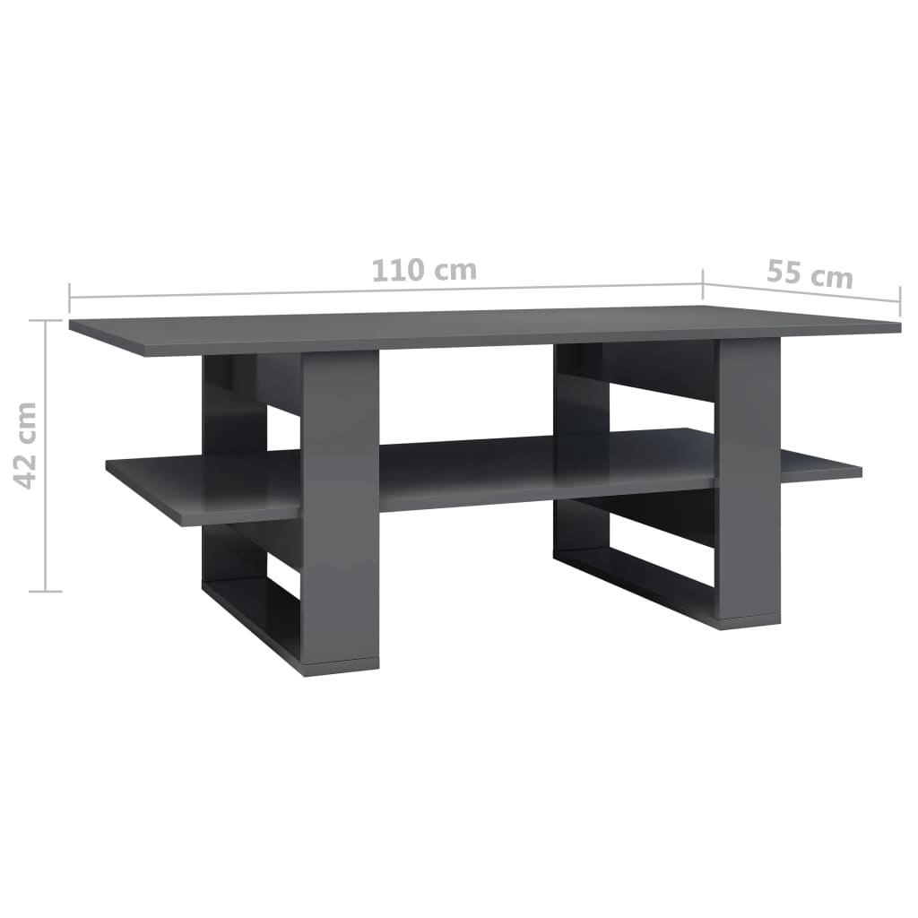vidaXL Coffee Table Accent End Side Sofa Table with Storage Engineered Wood-3