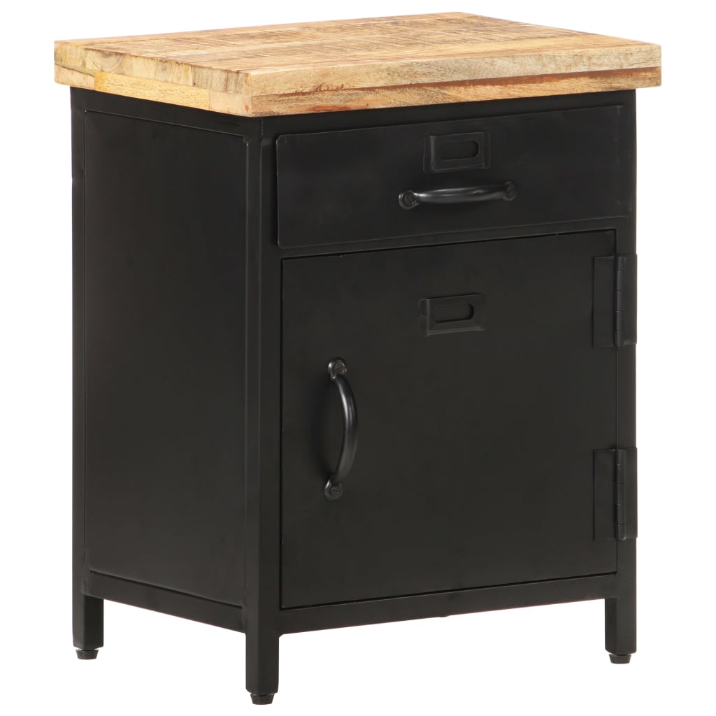 vidaXL Bedside Cabinet 15.7"x11.8"x20.5" Rough Mango Wood-1
