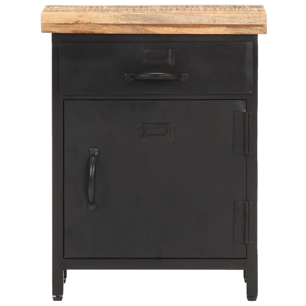 vidaXL Bedside Cabinet 15.7"x11.8"x20.5" Rough Mango Wood-4
