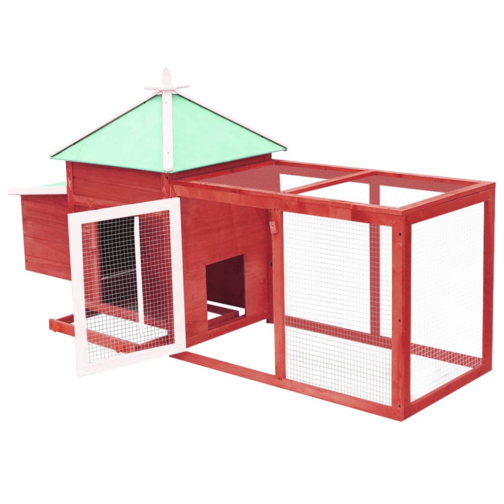 vidaXL Chicken Coop and Run Hen House with Nesting Box Chicken Pen Solid Wood-1