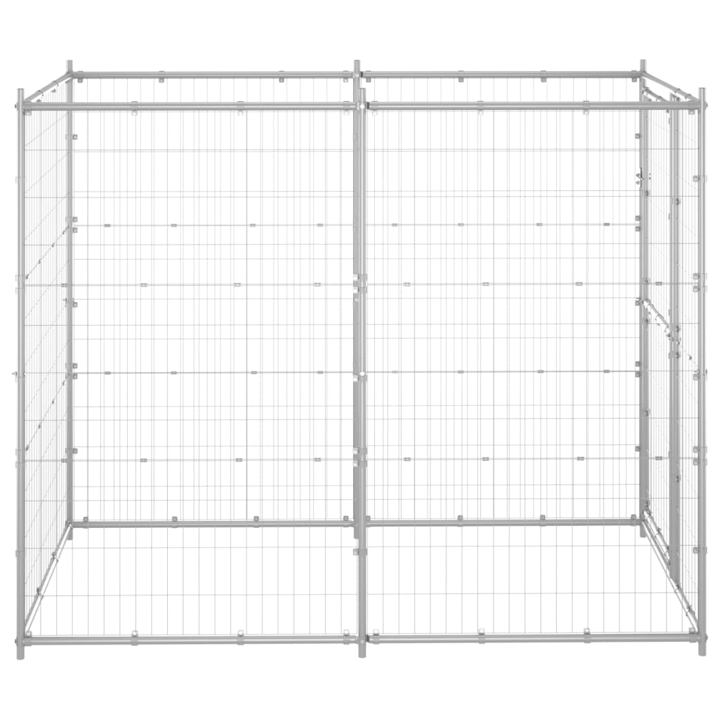 vidaXL Outdoor Dog Kennel Galvanized Steel 43.3"x86.6"x70.9"-1