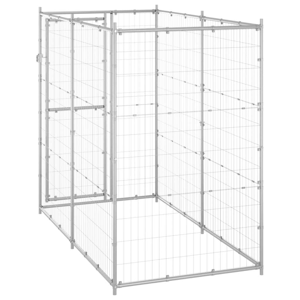 vidaXL Outdoor Dog Kennel Galvanized Steel 43.3"x86.6"x70.9"-2
