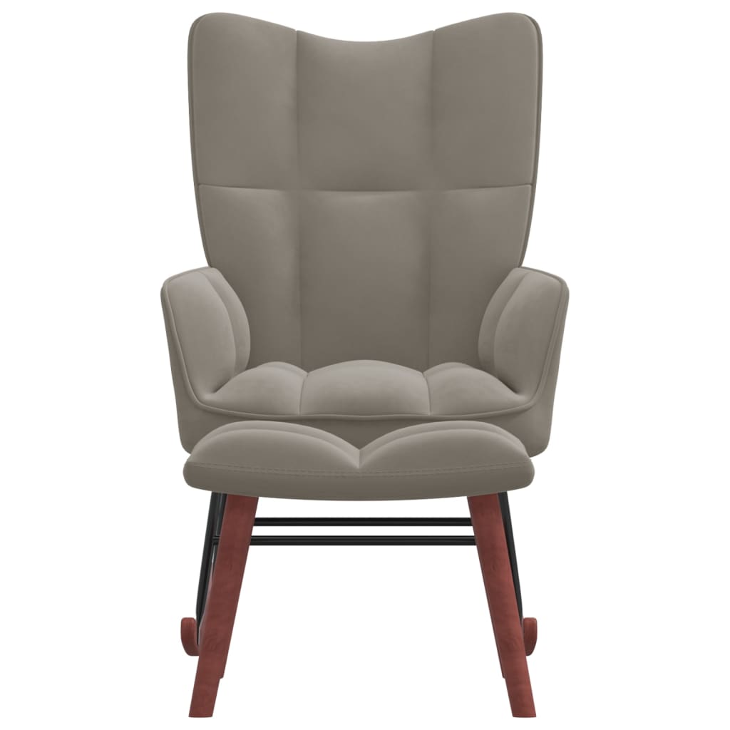 vidaXL Rocking Chair with Ottoman Light Gray Velvet-0