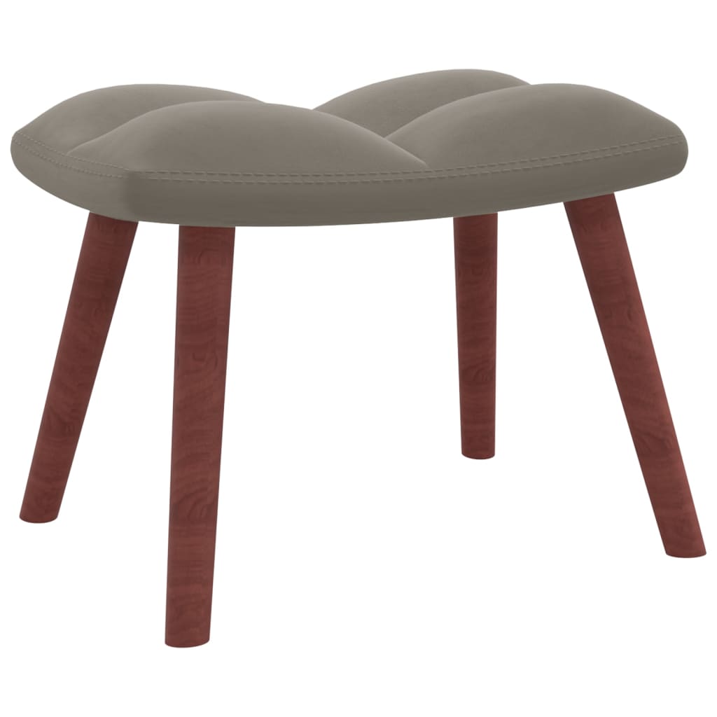 vidaXL Rocking Chair with Ottoman Light Gray Velvet-4