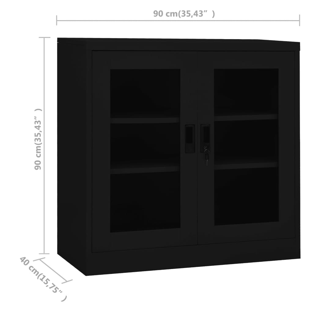 vidaXL Office Cabinet Anthracite 35.4"x15.7"x41.3" Steel-2