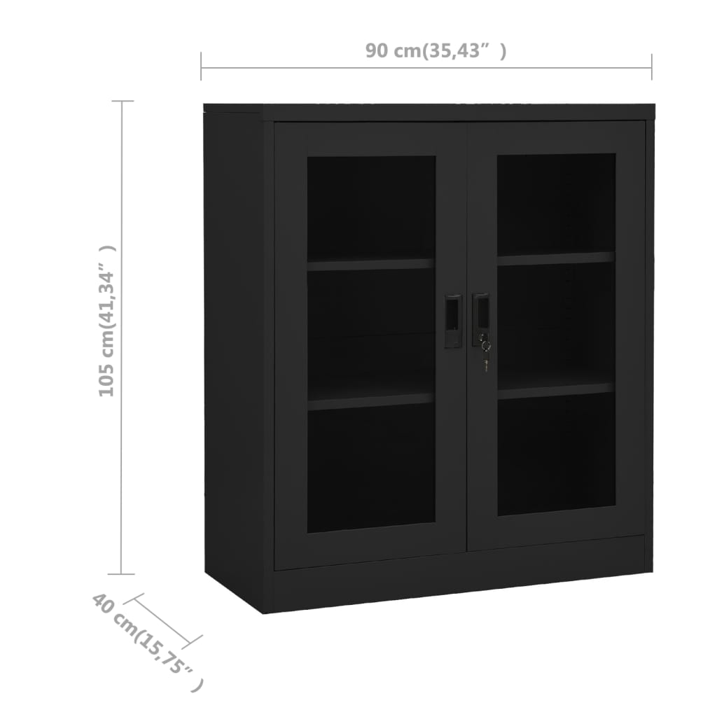 vidaXL Office Cabinet Anthracite 35.4"x15.7"x41.3" Steel-4