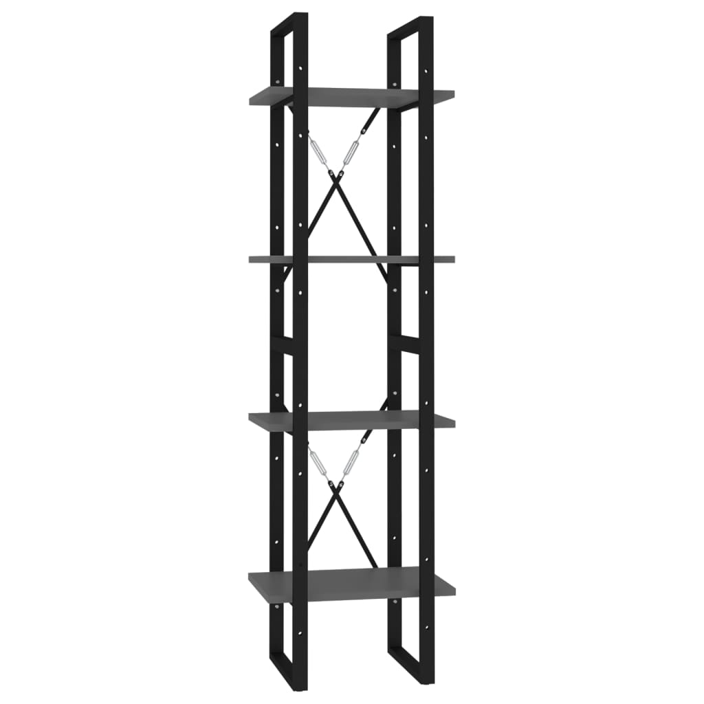 vidaXL 4-Tier Book Cabinet Gray 15.7"x11.8"x55.1" Engineered Wood-0