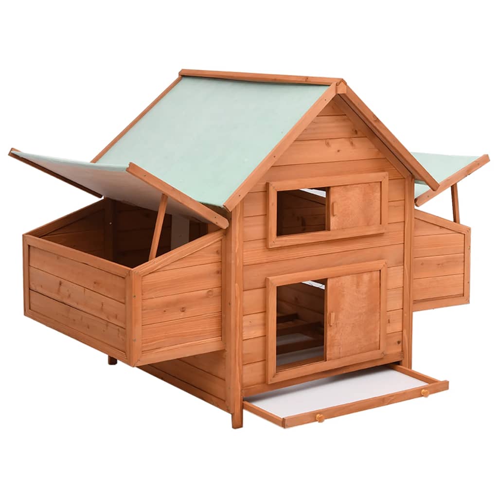 vidaXL Chicken Coop Hen House with 2 Nesting Boxes Chicken Pen Solid Fir Wood-1