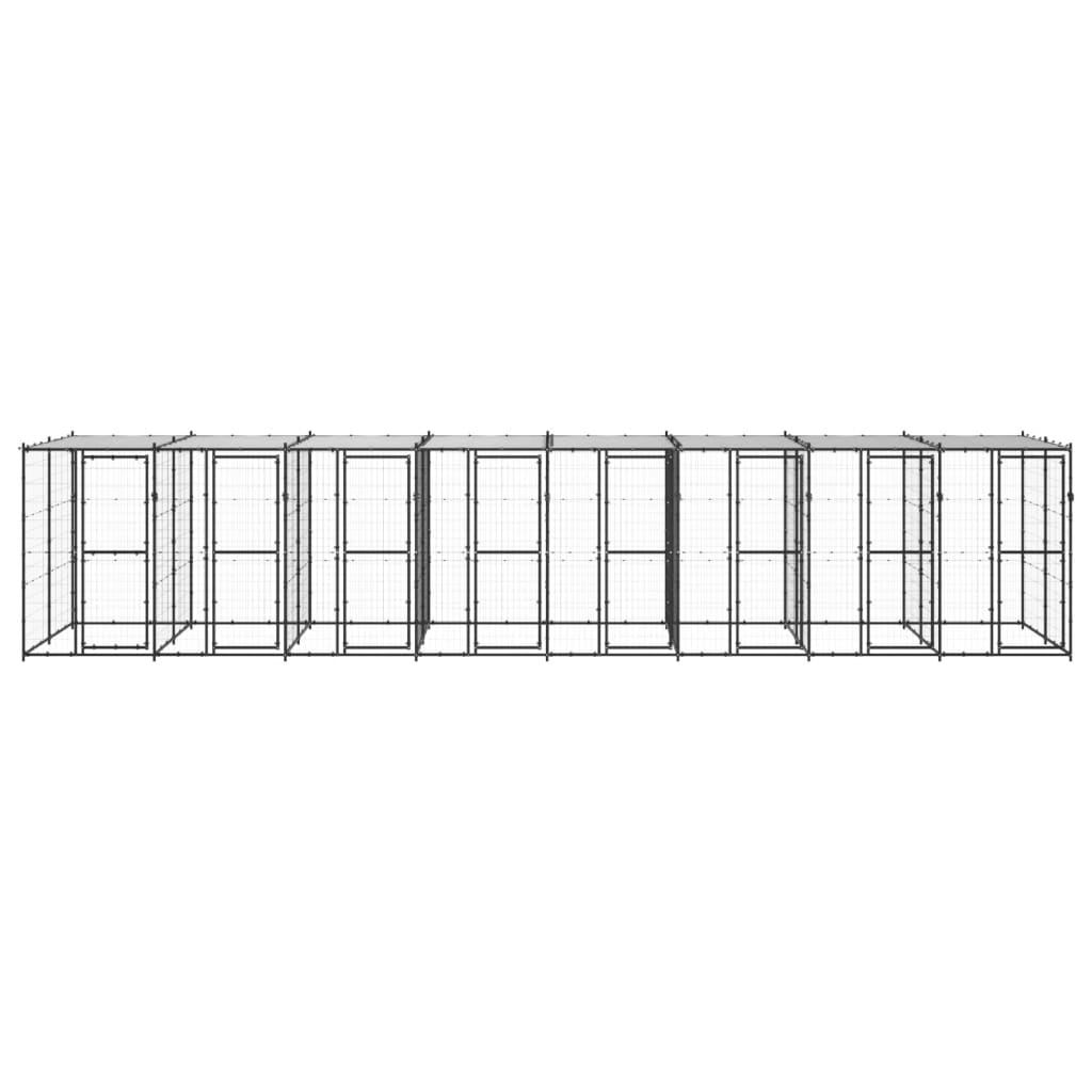 vidaXL Outdoor Dog Kennel Steel with Roof 208.4 ft²-1