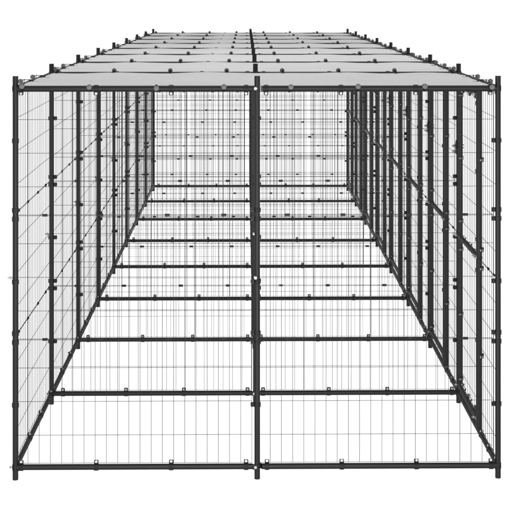 vidaXL Outdoor Dog Kennel Steel with Roof 208.4 ft²-2