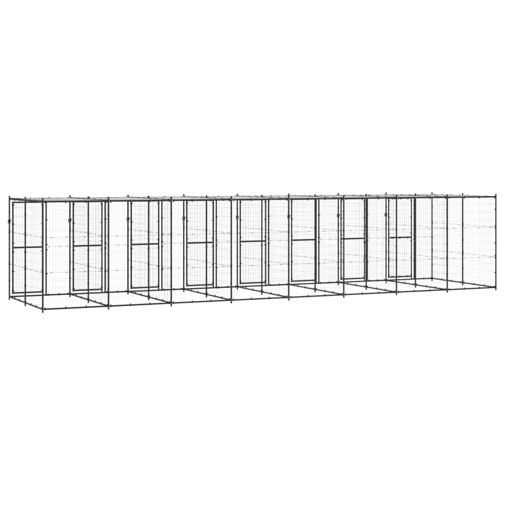 vidaXL Outdoor Dog Kennel Steel with Roof 208.4 ft²-3