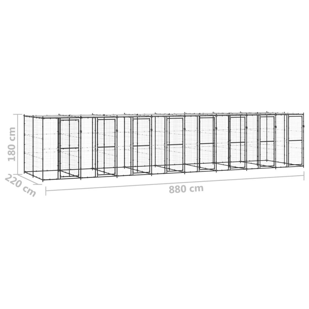 vidaXL Outdoor Dog Kennel Steel with Roof 208.4 ft²-0