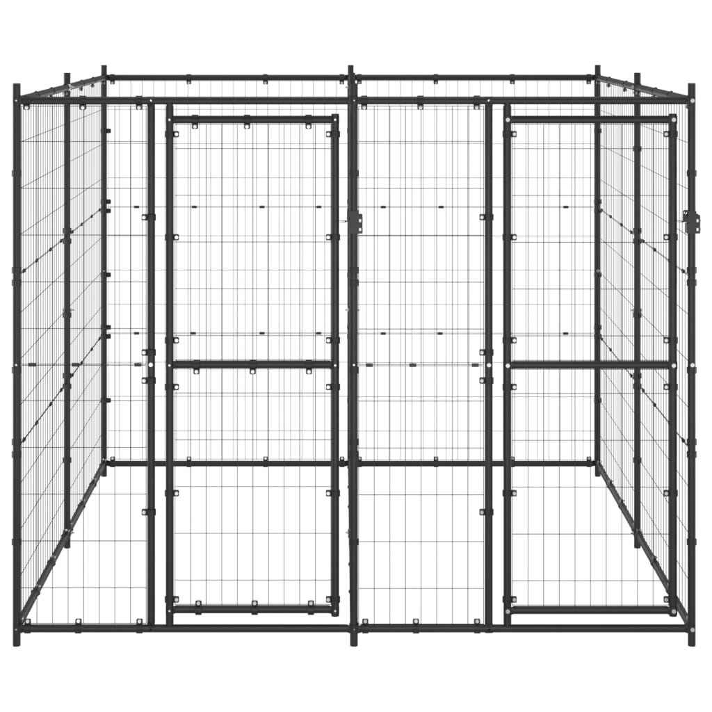 vidaXL Outdoor Dog Kennel Steel 52.1 ft²-0
