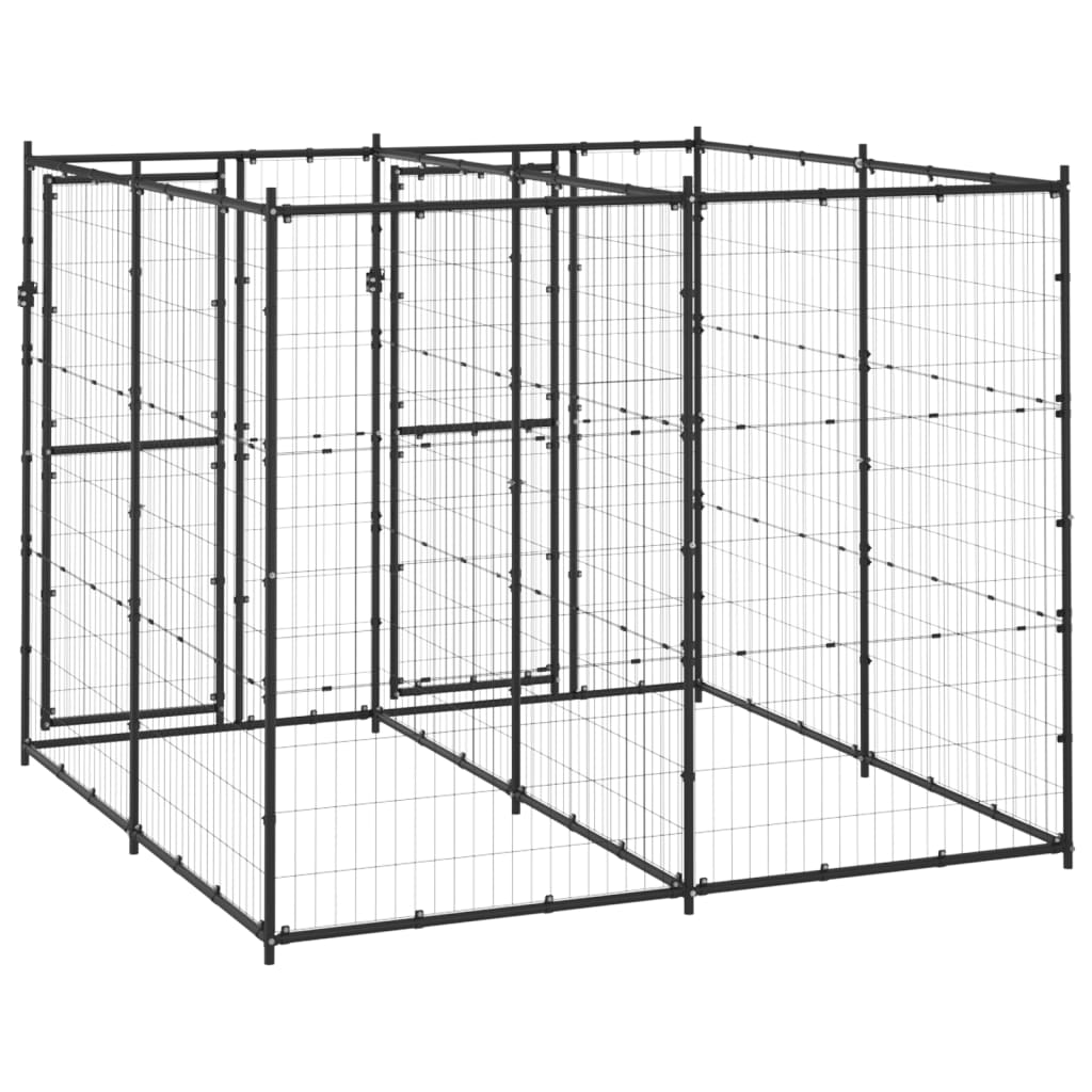 vidaXL Outdoor Dog Kennel Steel 52.1 ft²-2