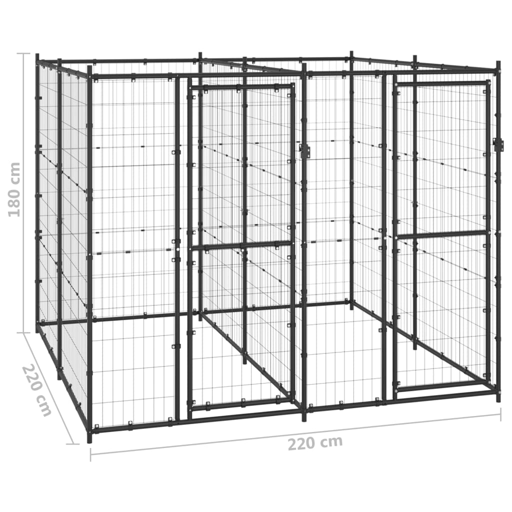 vidaXL Outdoor Dog Kennel Steel 52.1 ft²-4