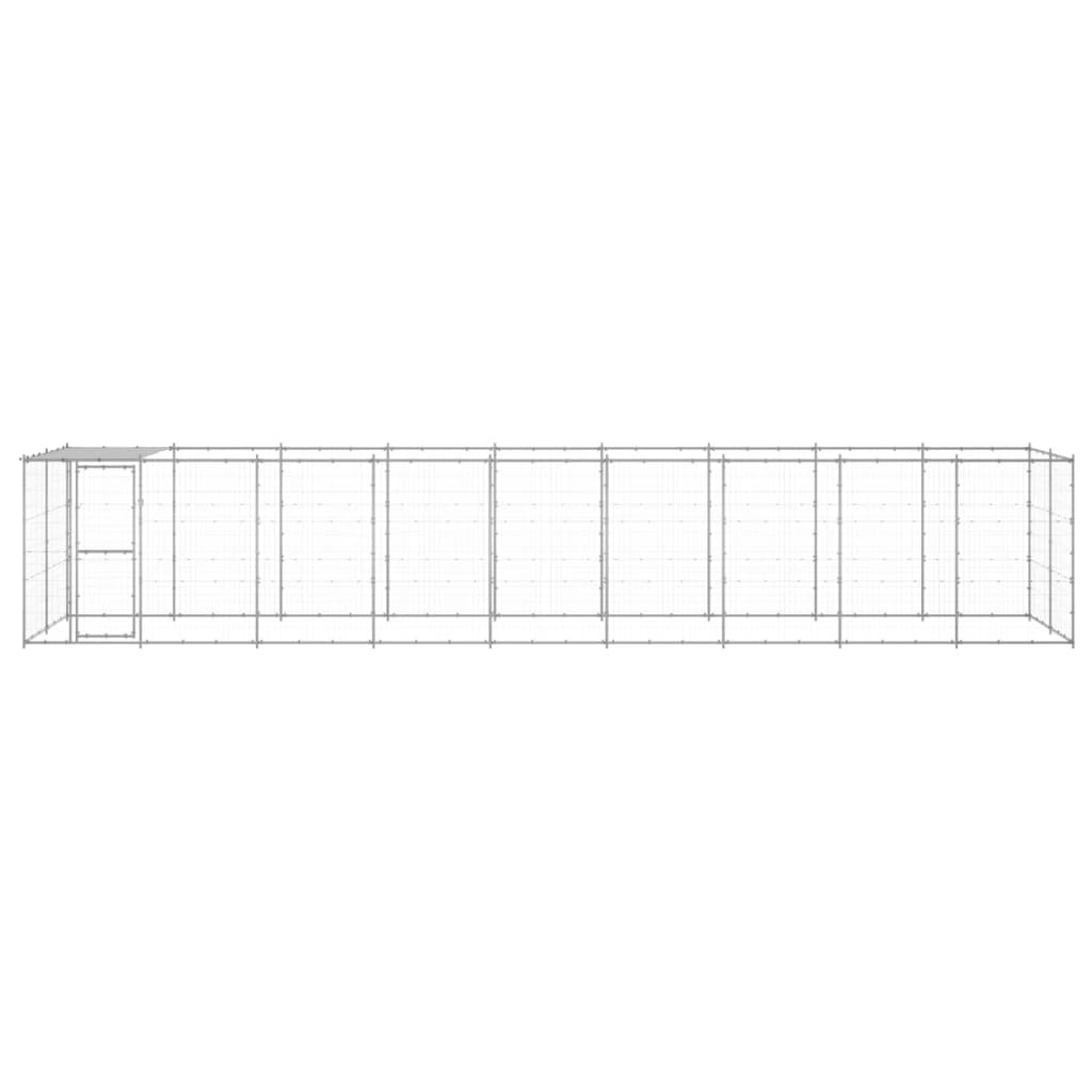 vidaXL Outdoor Dog Kennel Galvanized Steel with Roof 234.4 ft²-0