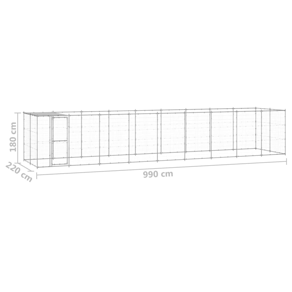 vidaXL Outdoor Dog Kennel Galvanized Steel with Roof 234.4 ft²-4