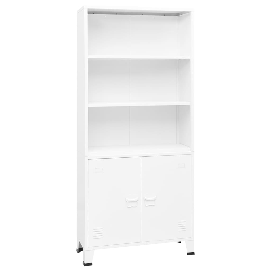 vidaXL Bookshelf Bookcase with 3 Shelves Decor Cabinet with Display Steel-2