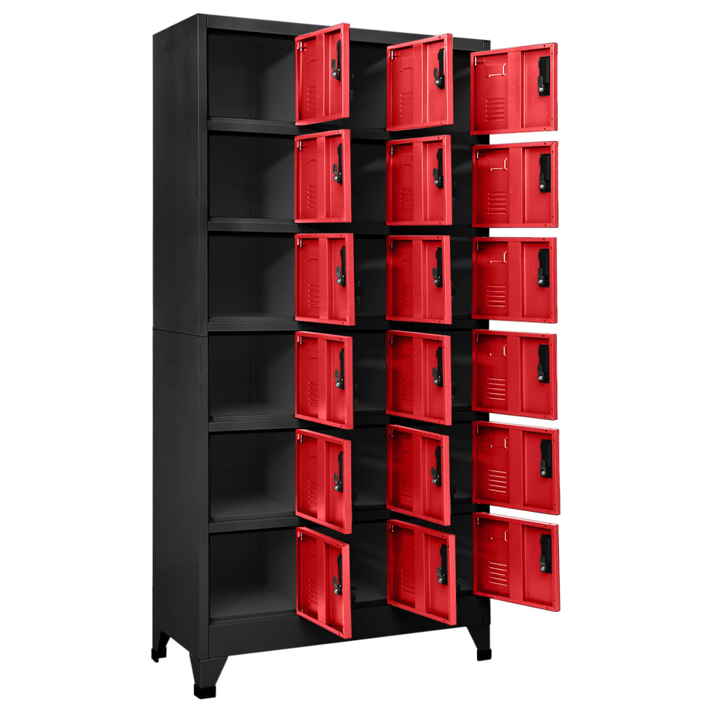 vidaXL Locker Cabinet Anthracite and Red 35.4"x15.7"x70.9" Steel-1