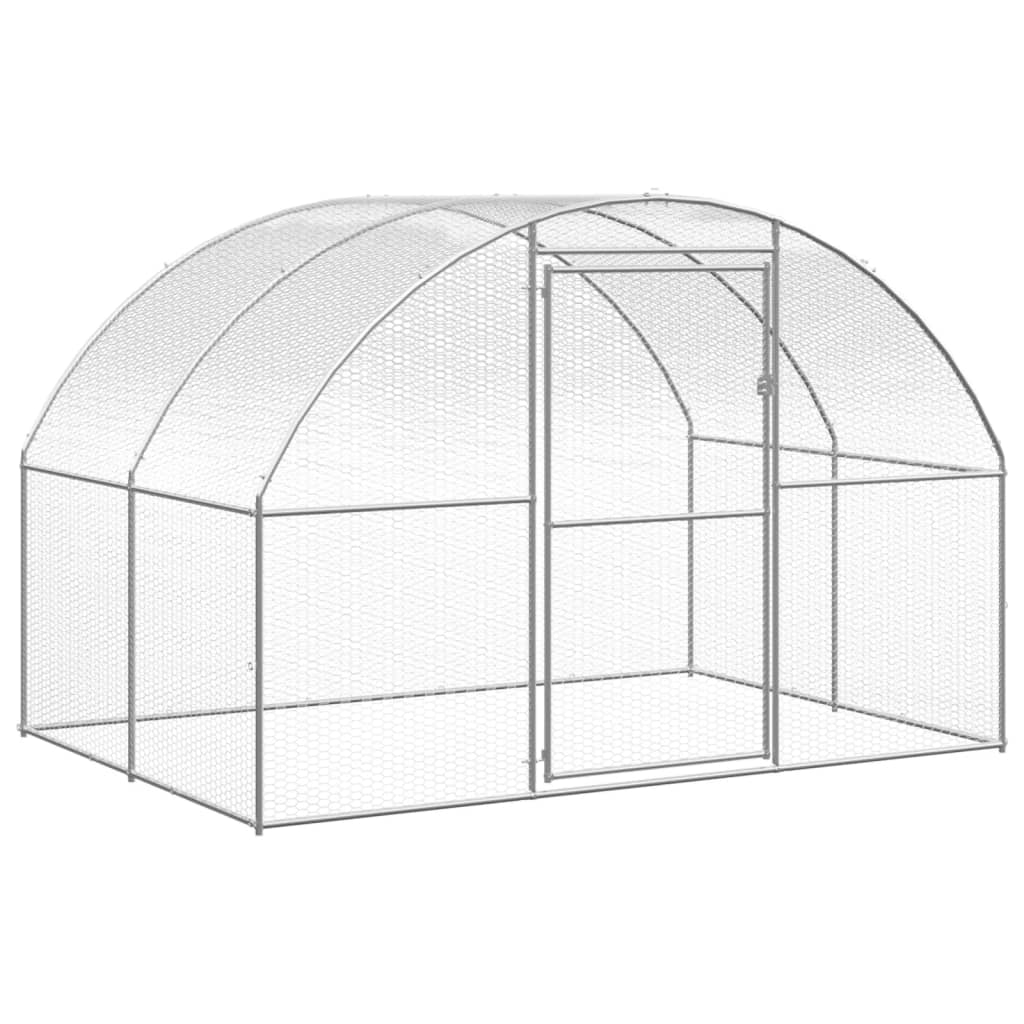 vidaXL Outdoor Chicken Coop 9.8'x26.2'x6.6' Galvanized Steel-2