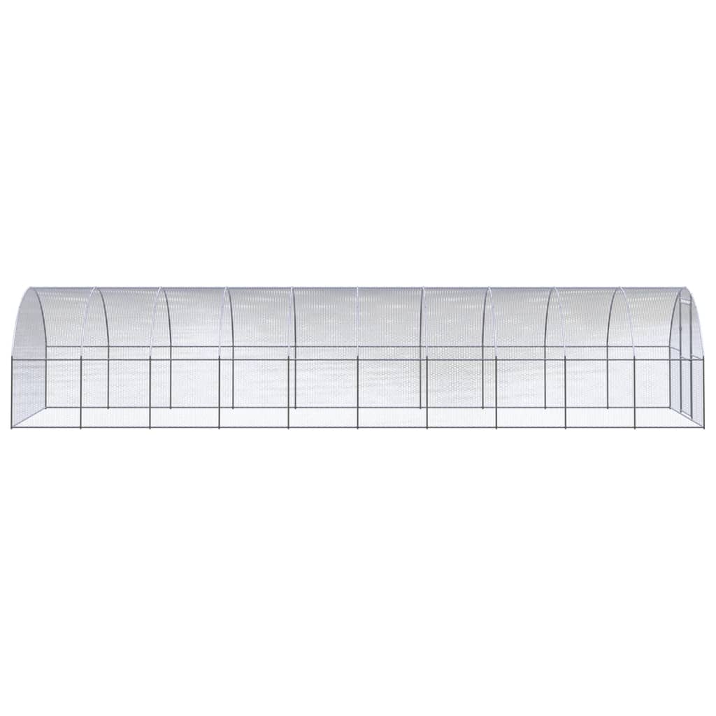 vidaXL Outdoor Chicken Coop 9.8'x32.8'x6.6' Galvanized Steel-1